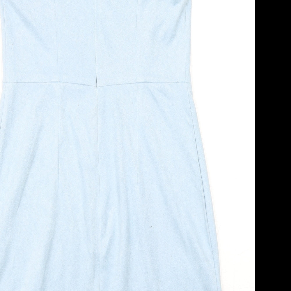 PRETTYLITTLETHING Womens Blue Polyester Basic Blouse Size 8 Square Neck - Bandeau Top