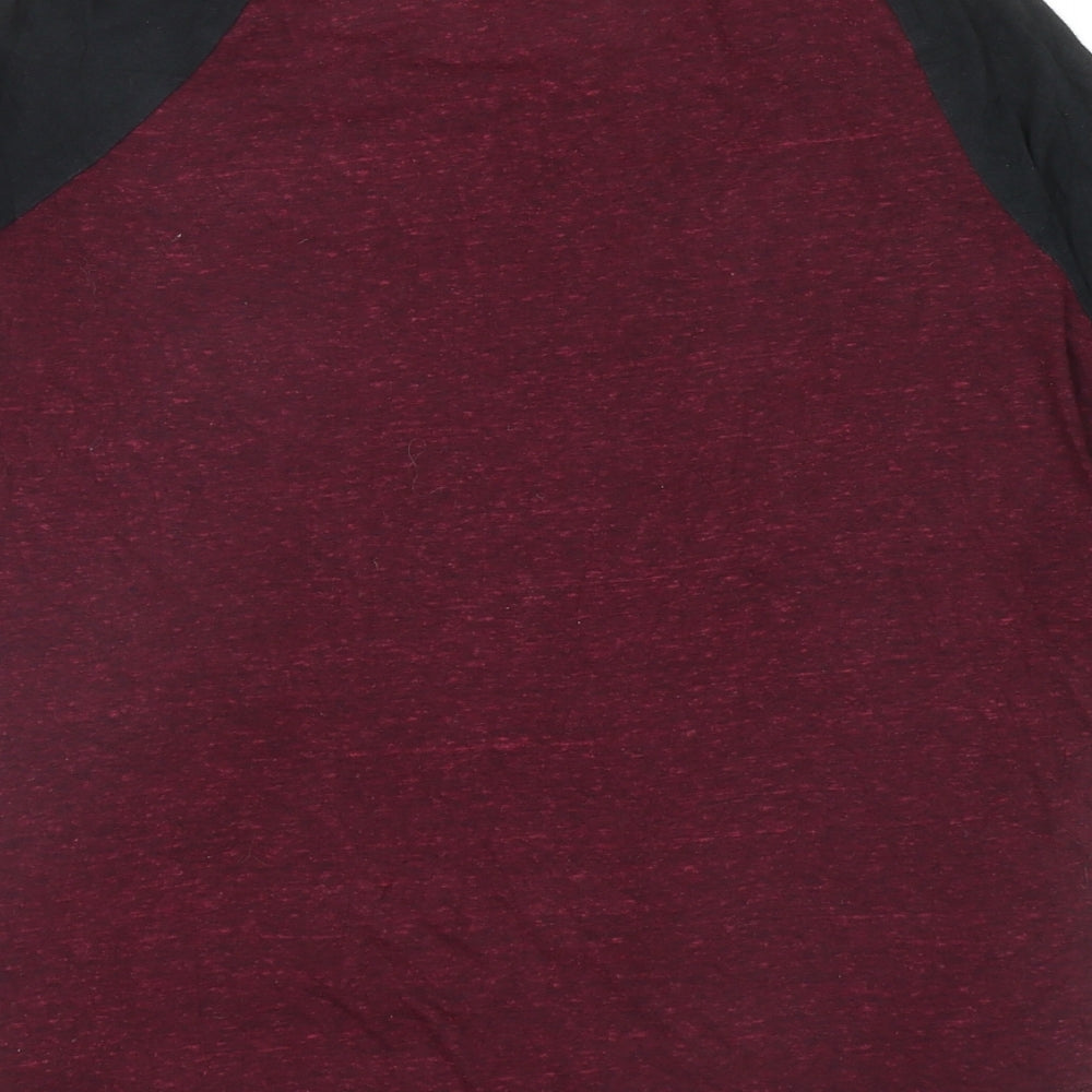 Divided Womens Red Colourblock Polyester Basic T-Shirt Size M Scoop Neck