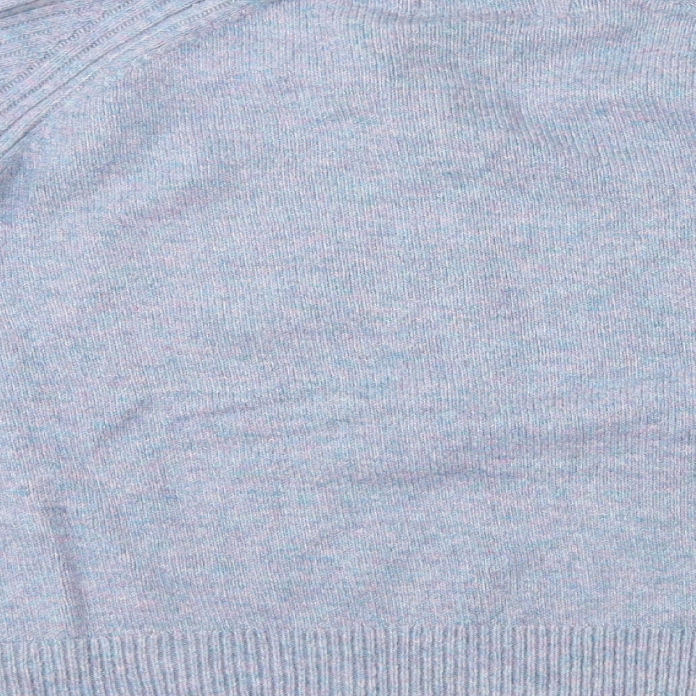 Marks & Spencer Womens Blue Round Neck Acrylic Henley Jumper Size M