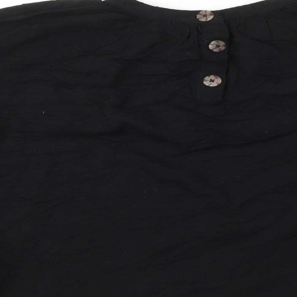 NEXT Womens Black Viscose Basic T-Shirt Size 12 Round Neck