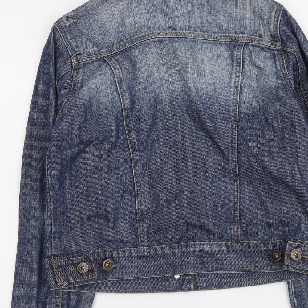 Denim & Co. Womens Blue Jacket Size 6 Button