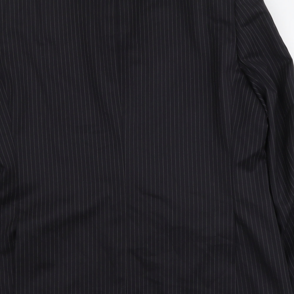 Lee Greenwood Mens Black Striped Wool Jacket Suit Jacket Size L