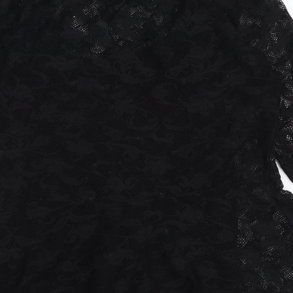 Dorothy Perkins Womens Black Polyester Basic Blouse Size 10 Round Neck