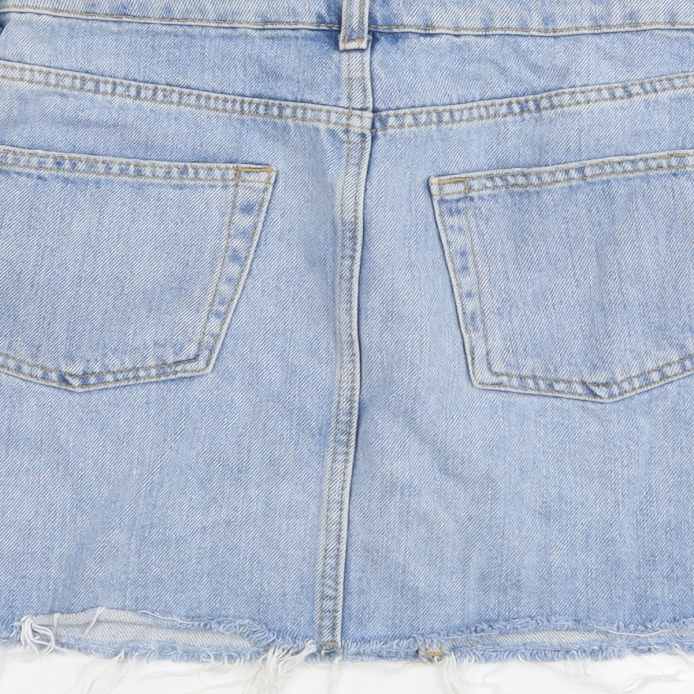 Topshop Womens Blue Cotton Maxi Skirt Size 10 Button