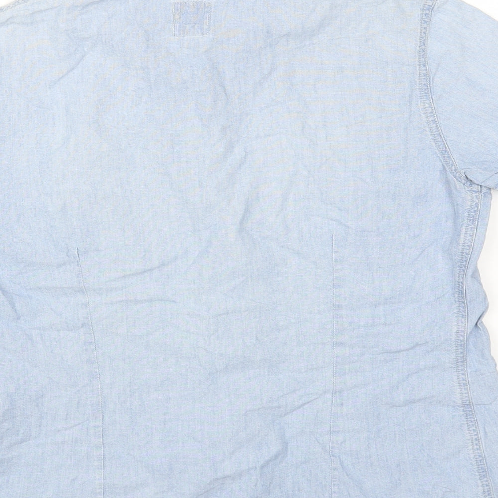 Bensimon Womens Blue Cotton Basic Blouse Size M Collared