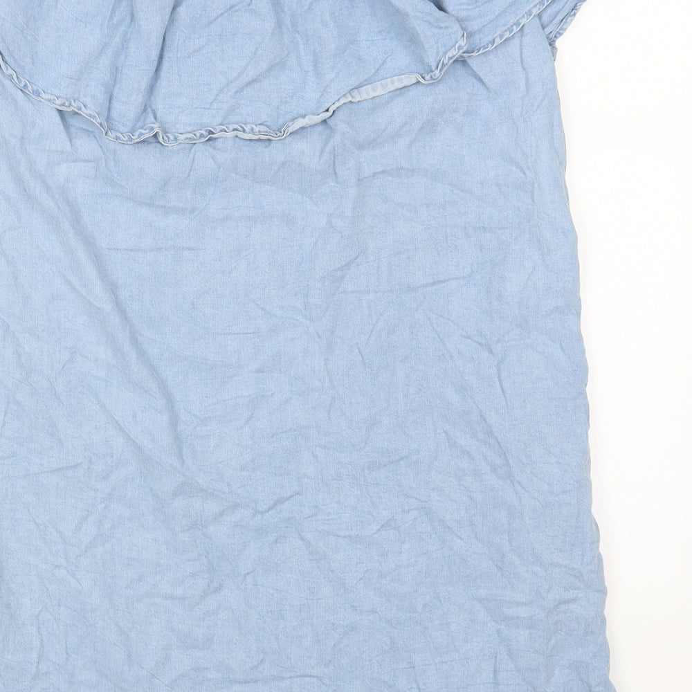 Zara Womens Blue Lyocell A-Line Size XS Off the Shoulder Pullover