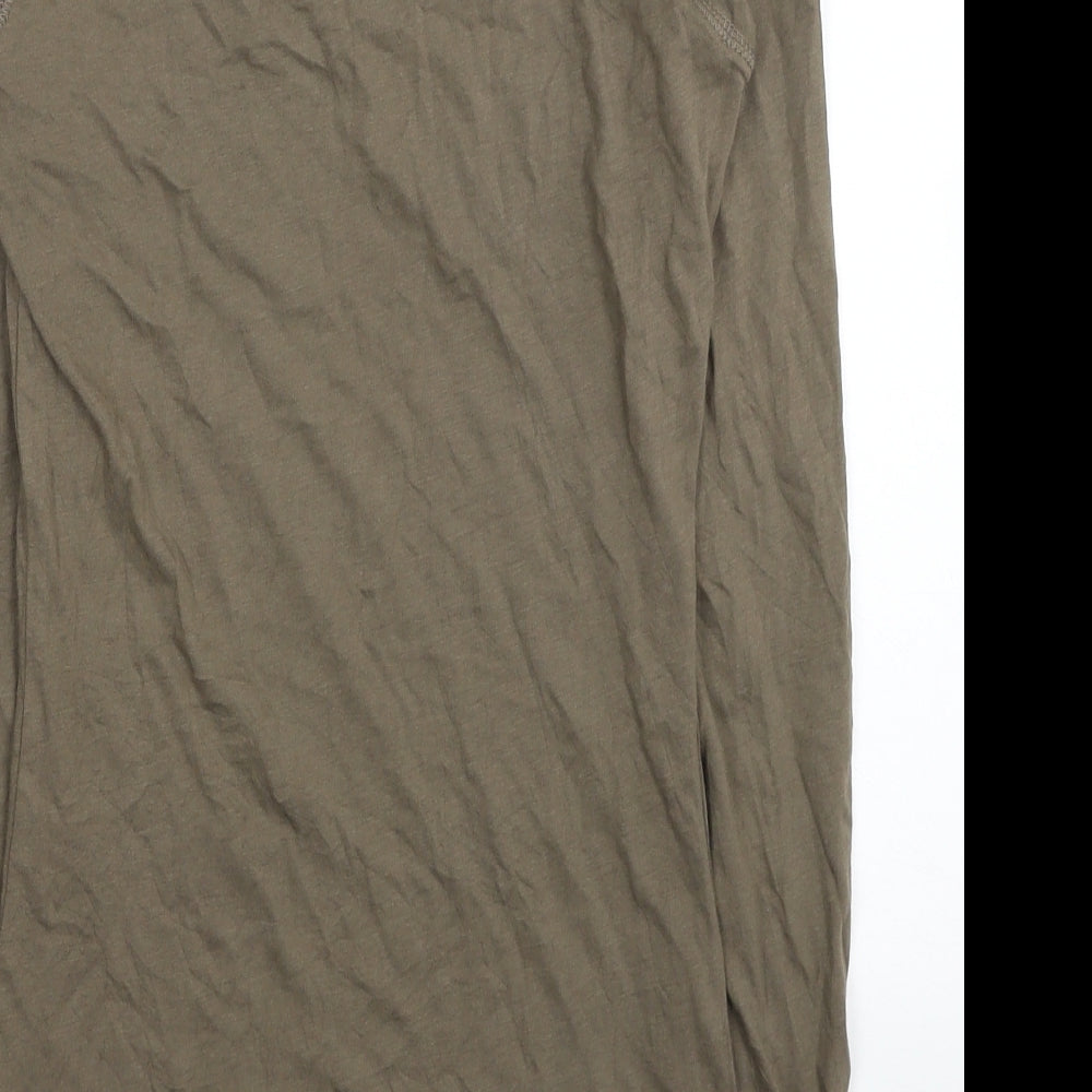 Debenhams Womens Brown Cotton Tunic T-Shirt Size 6 Scoop Neck - Shoulder Detail