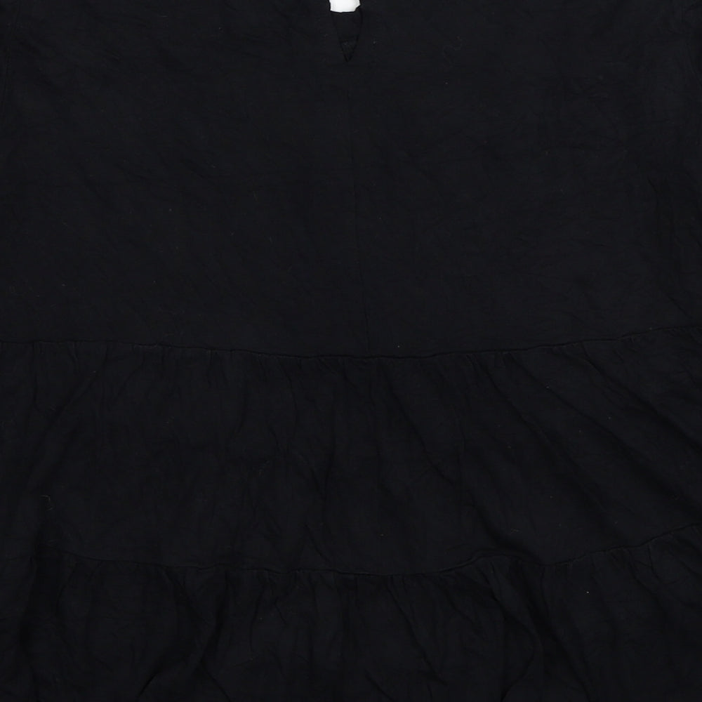 New Look Womens Black Viscose Basic Blouse Size 10 Round Neck