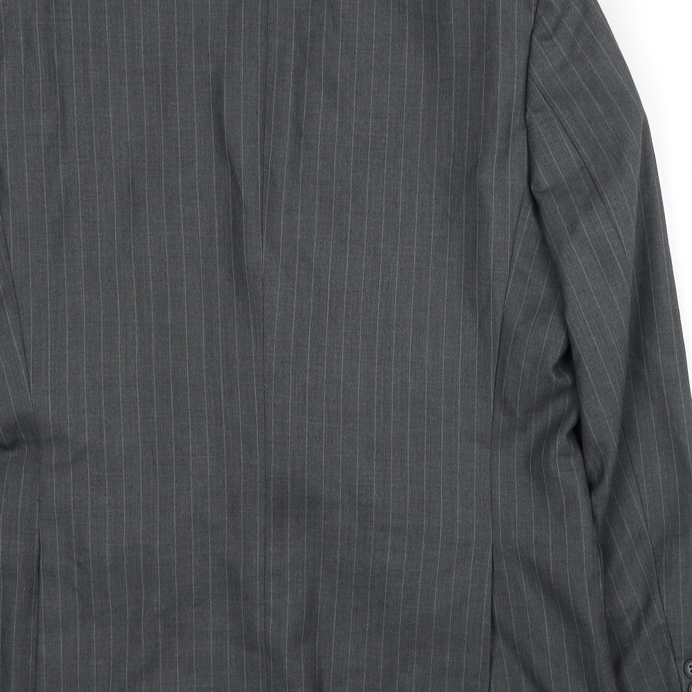 Burton Mens Grey Striped Polyester Jacket Suit Jacket Size 44