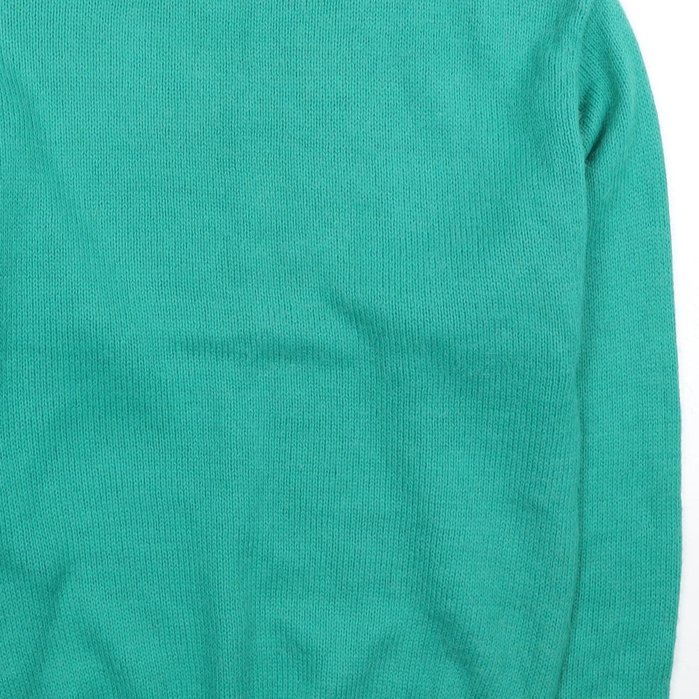Poppy Womens Green Mock Neck Acrylic Pullover Jumper Size 10 - Flowers