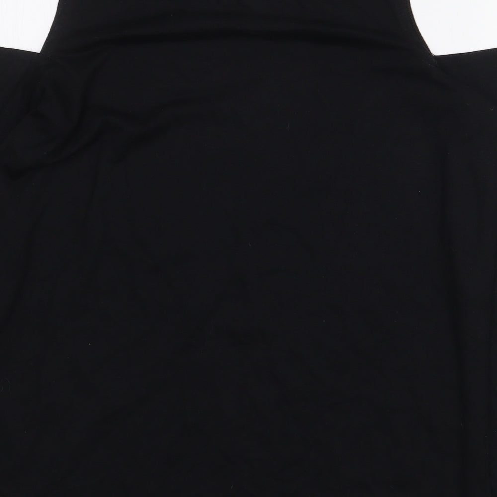 Atmosphere Womens Black Polyester Basic T-Shirt Size 10 Round Neck - Cold Shoulder