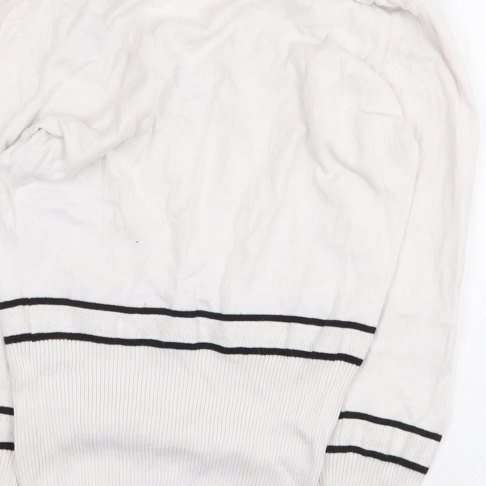 HIJKLM Womens White Cotton Pullover Sweatshirt Size M Pullover - Ribbed detailing