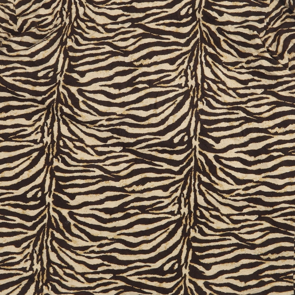 Liz Clairborne Womens Yellow Animal Print Cotton Basic Button-Up Size M Round Neck