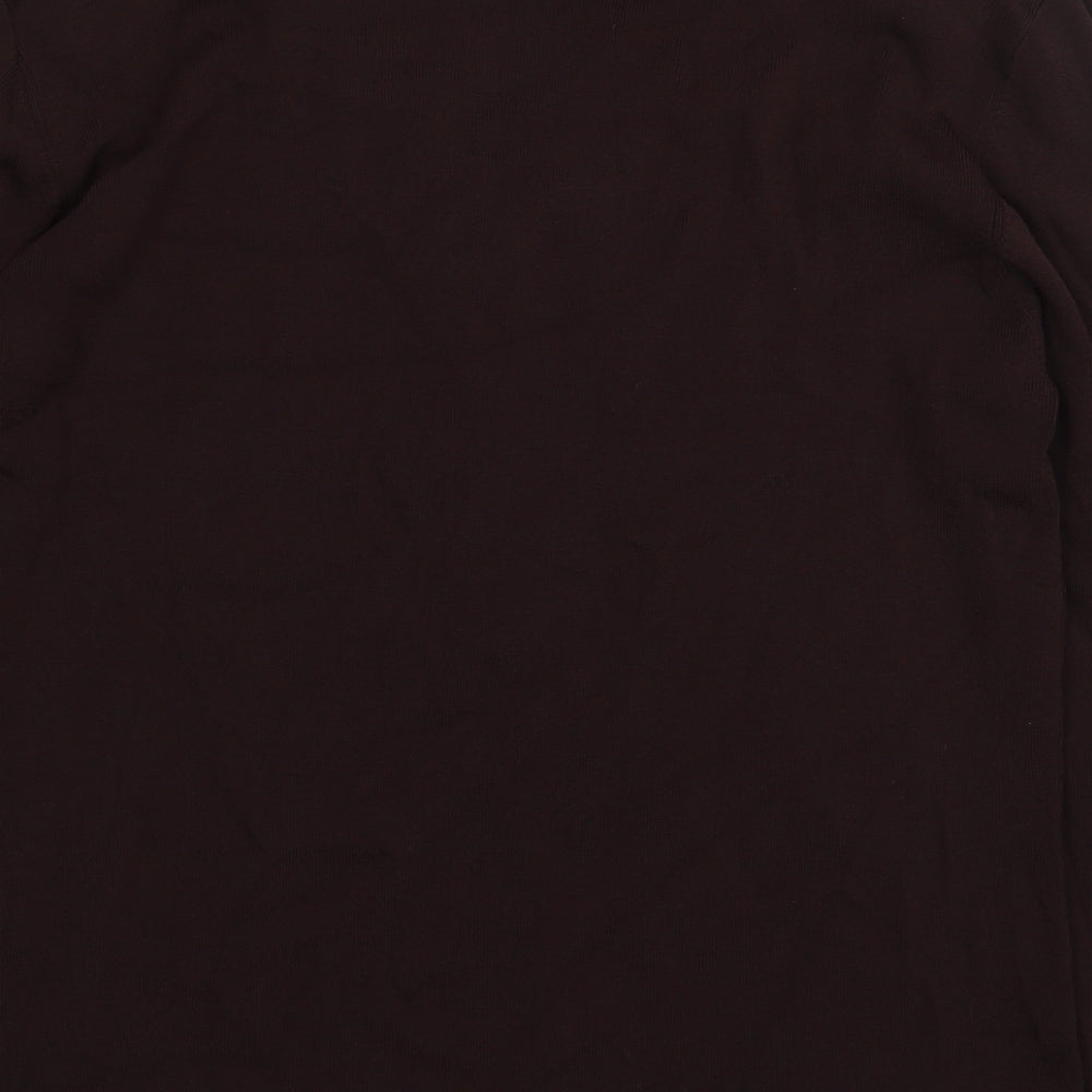 Roman Originals Womens Brown Viscose Basic Blouse Size M V-Neck - Embroidered Detail