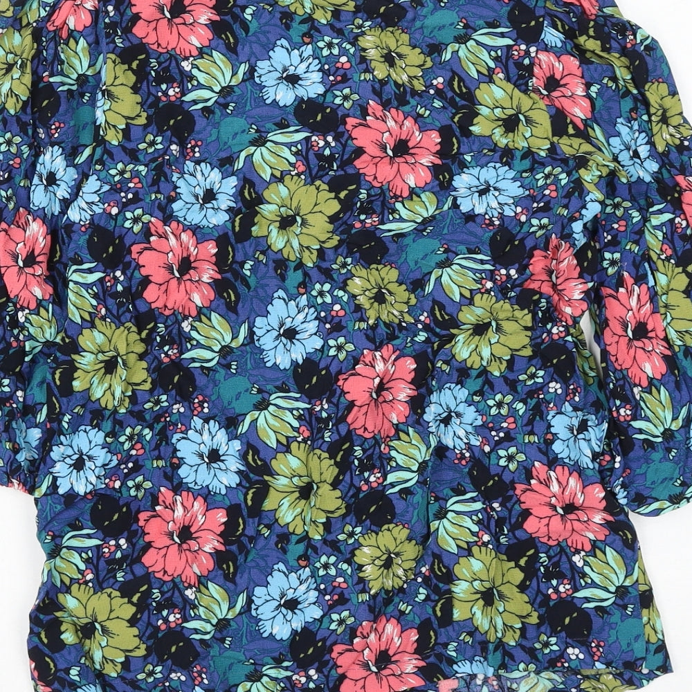Marks & Spencer Womens Multicoloured Floral Viscose Basic Blouse Size 8 V-Neck