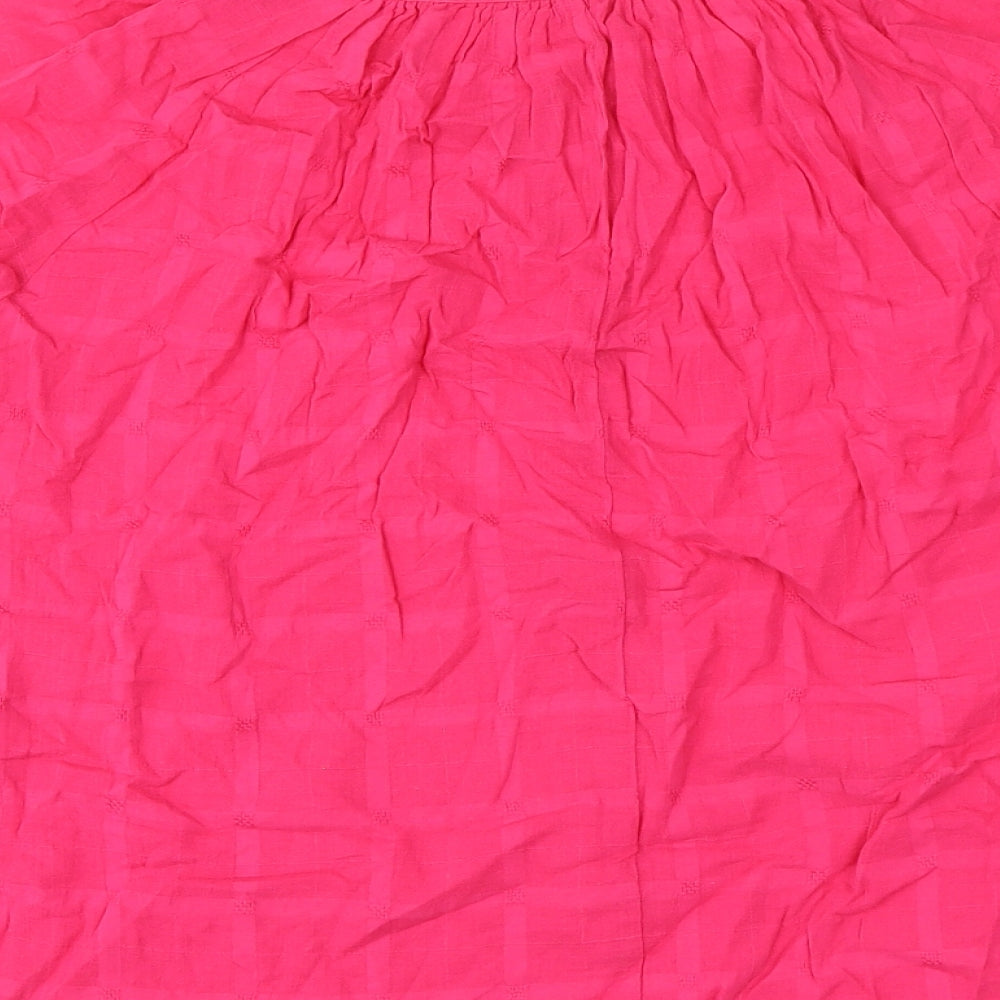 Marks & Spencer Womens Pink Cotton Basic Blouse Size 6 Round Neck