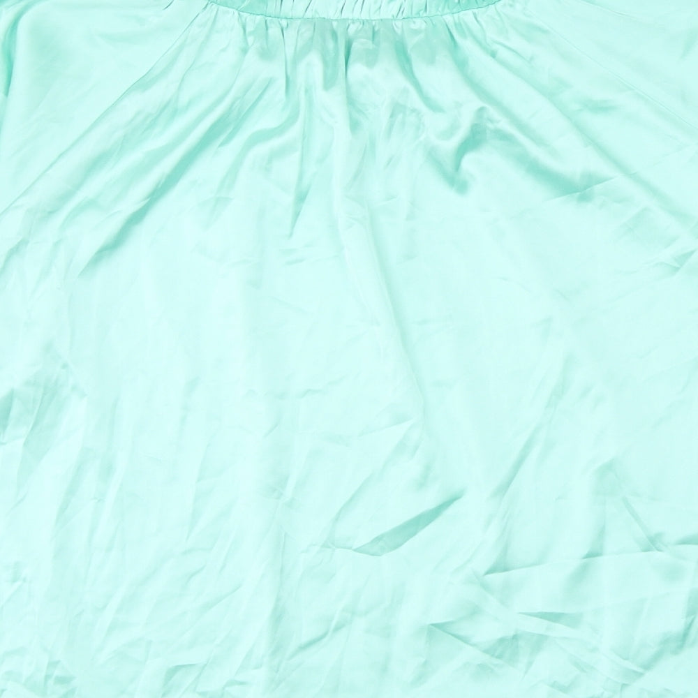Marks & Spencer Womens Green Polyester Basic Blouse Size 8 Round Neck
