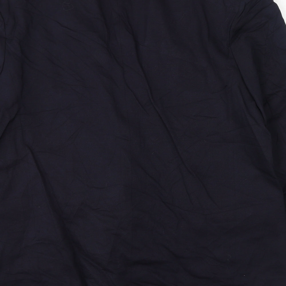 Button Hole Mens Blue Polyester Jacket Suit Jacket Size 46