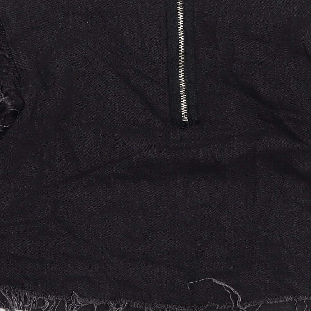 Zara Womens Grey Cotton Basic Blouse Size XS Round Neck