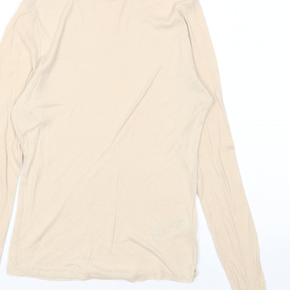 Topshop Womens Beige Lyocell Basic T-Shirt Size 12 High Neck