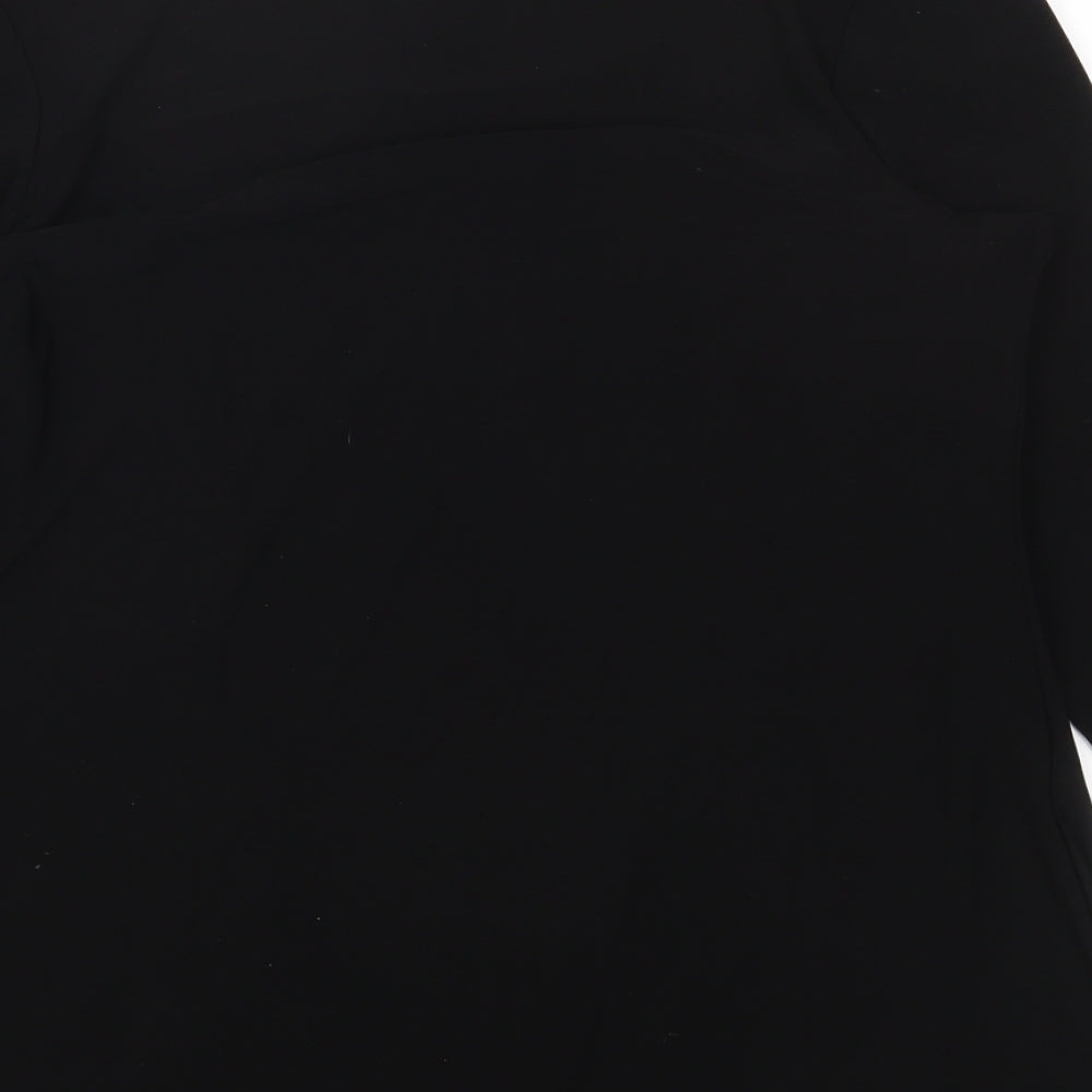 CMD Womens Black Geometric Polyester Basic T-Shirt Size 14 Scoop Neck