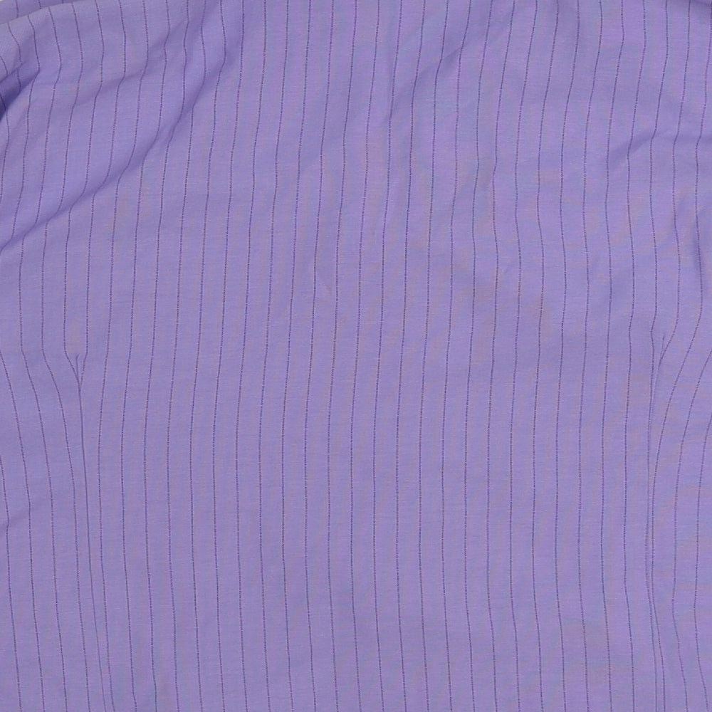 Bonmarché Womens Purple Striped Polyester Basic Button-Up Size 18 Collared