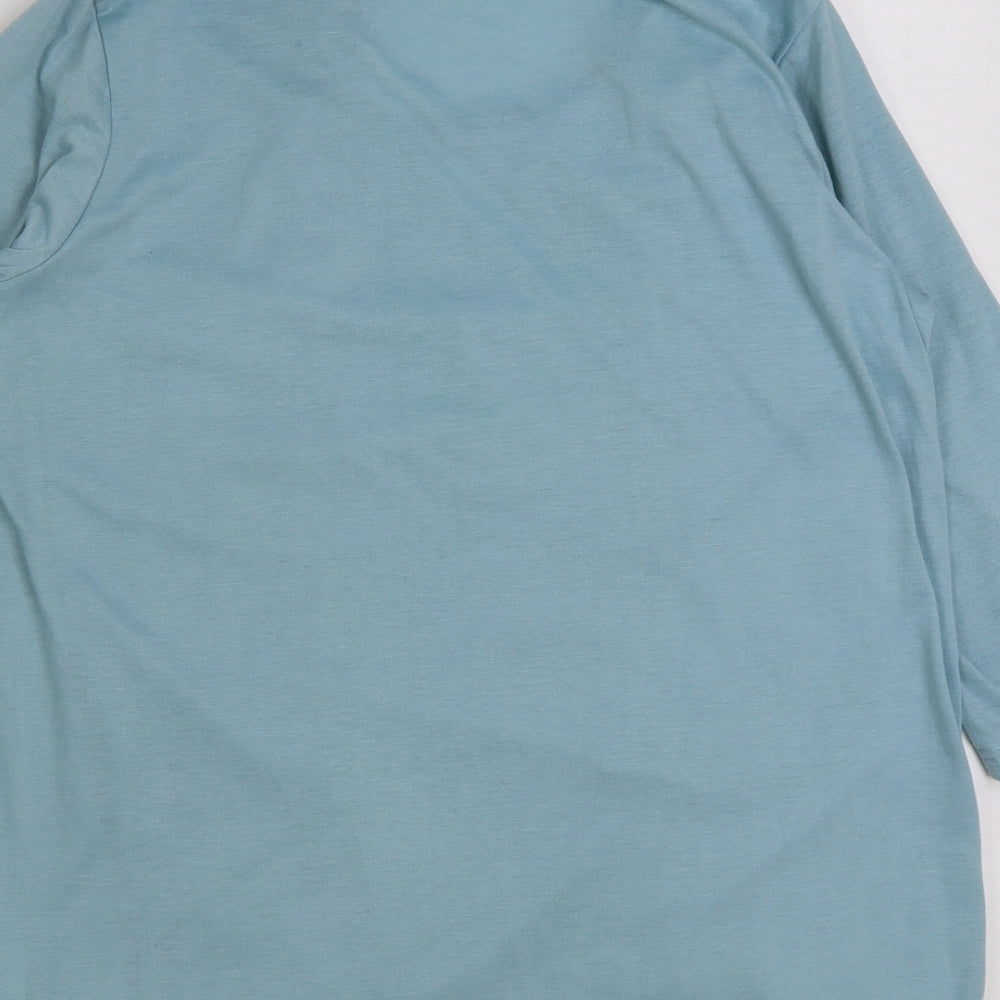 Gabriella Vicenza Womens Blue Floral Polyester Basic T-Shirt Size 14 Round Neck