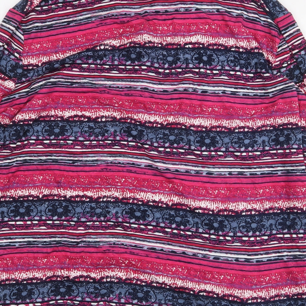Anna Rose Womens Pink Geometric Viscose Basic Button-Up Size L Collared