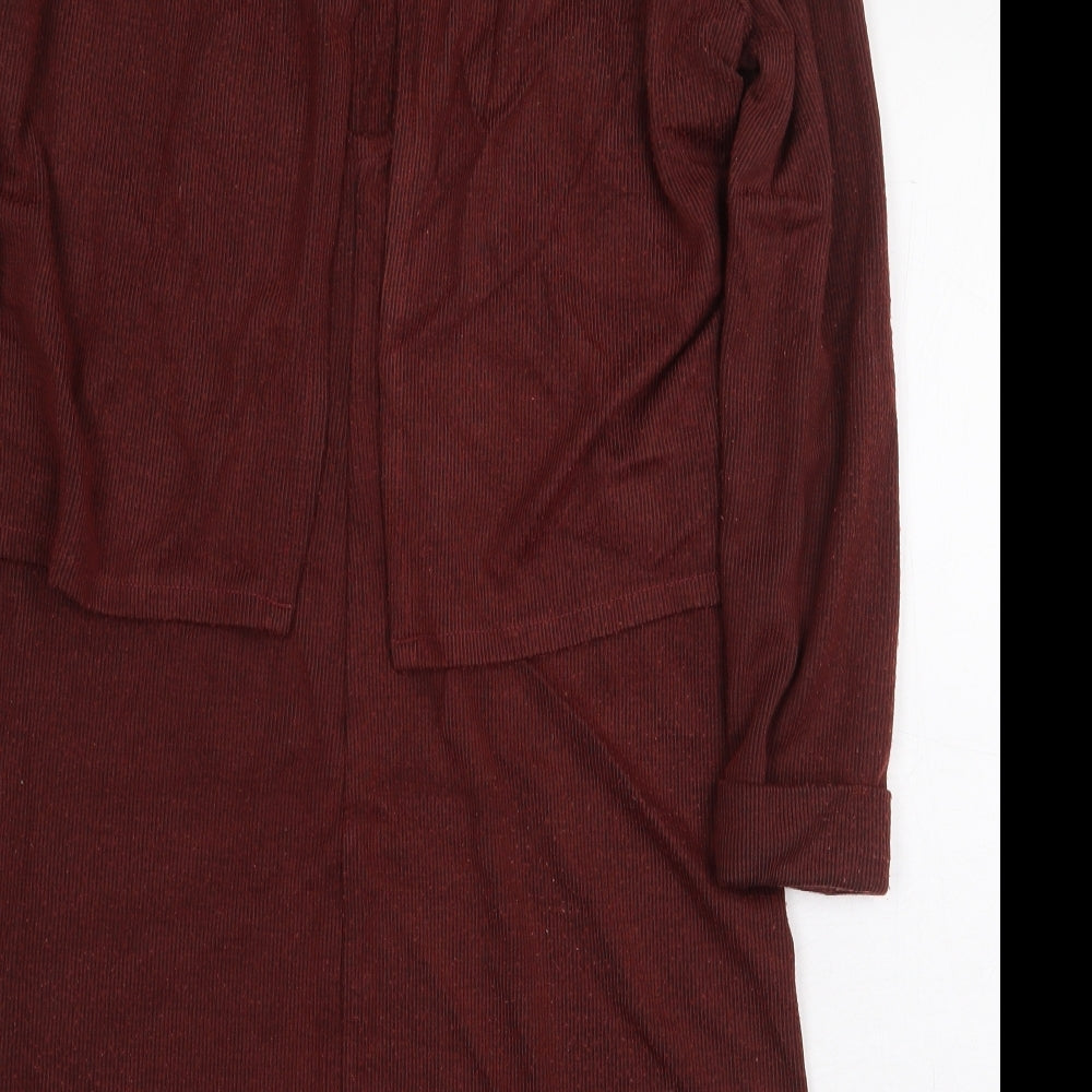 Topshop Womens Brown Acrylic A-Line Size 8 Round Neck Pullover - Back Slit