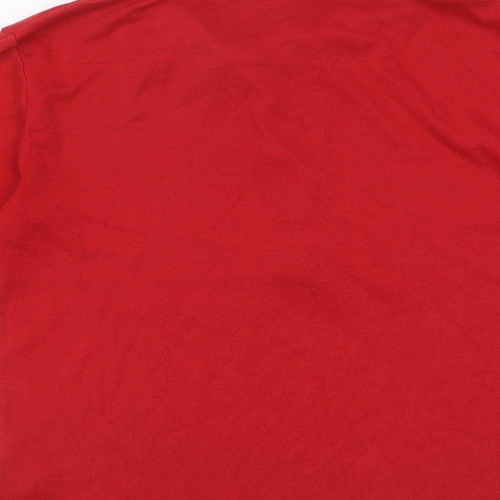 First Avenue Mens Red Polyester Button-Up Size S Collared Button