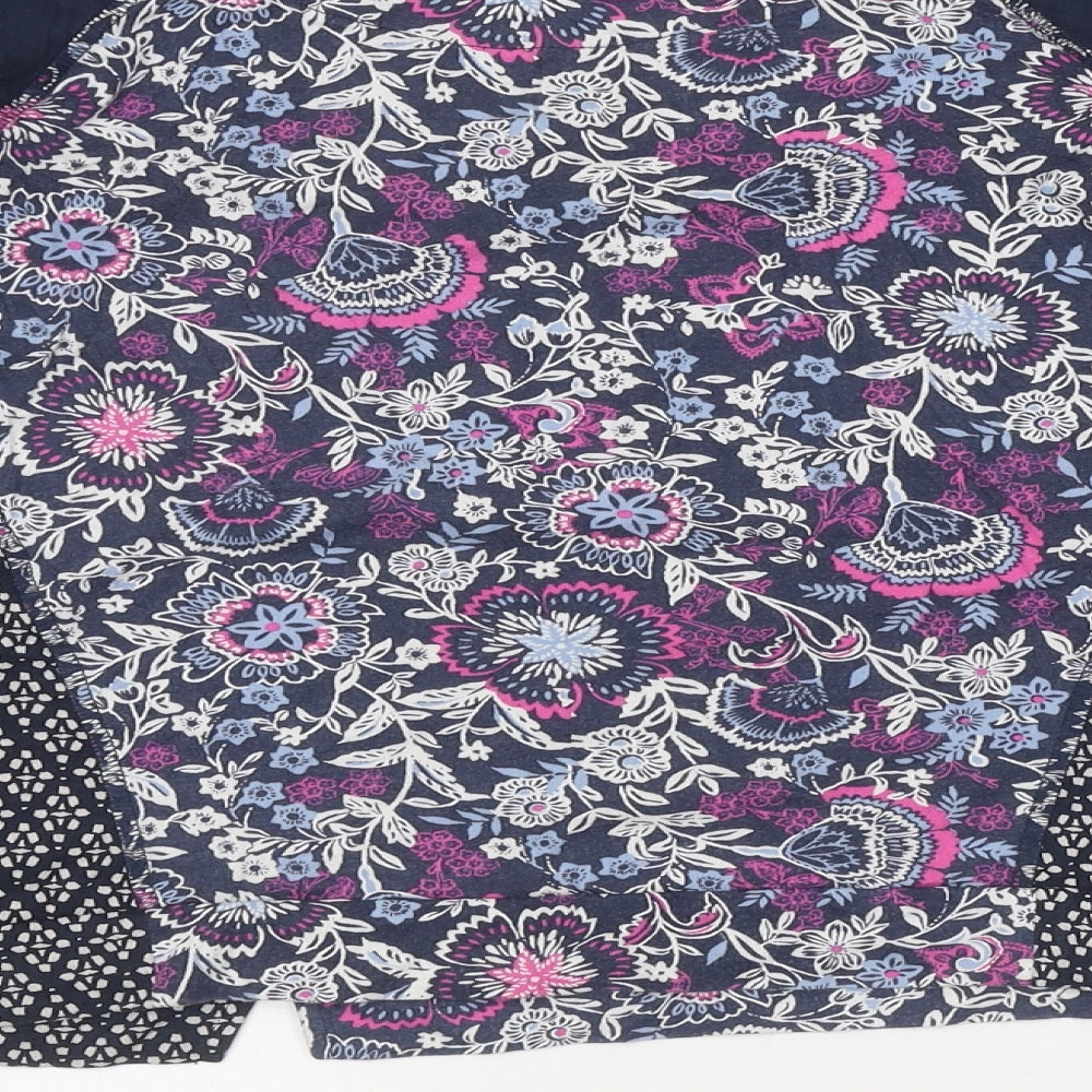 Monsoon Womens Blue Geometric Polyester Basic T-Shirt Size M Round Neck