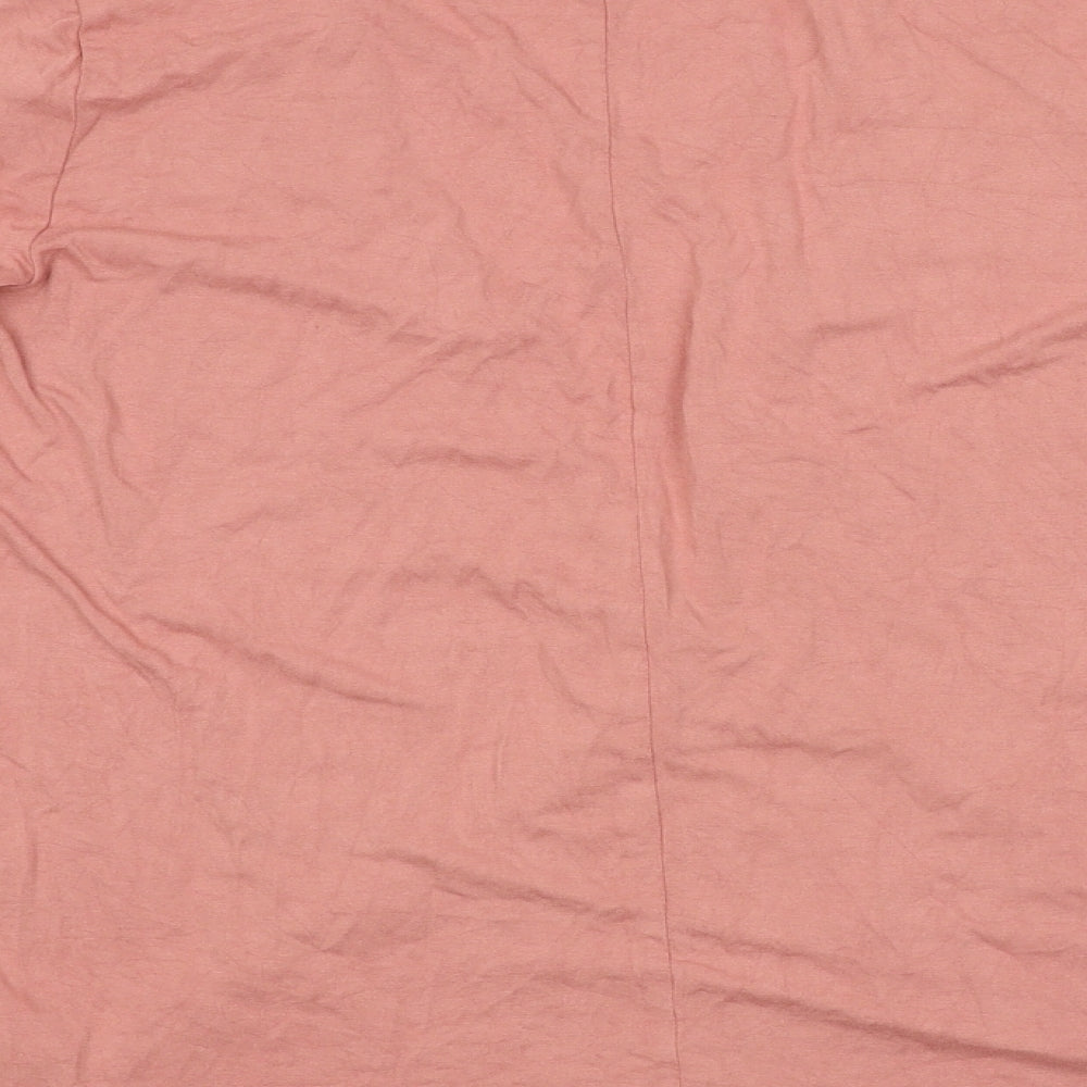 Missguided Womens Pink Polyester Basic T-Shirt Size 8 V-Neck