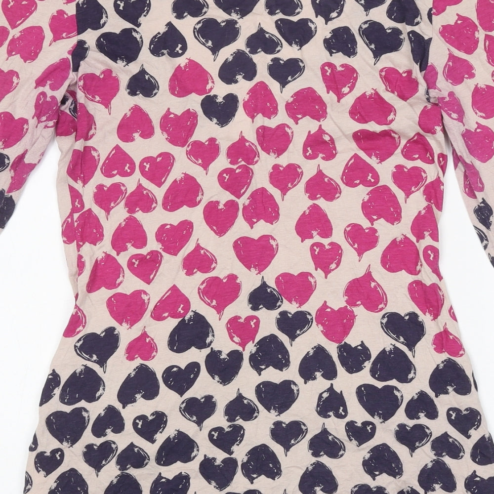Buffalo Womens Multicoloured Geometric Polyester Basic Button-Up Size 10 V-Neck - Heart Print