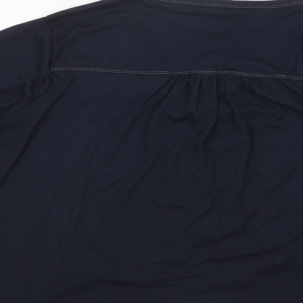 NEXT Womens Black Polyester Basic Button-Up Size 2 Round Neck