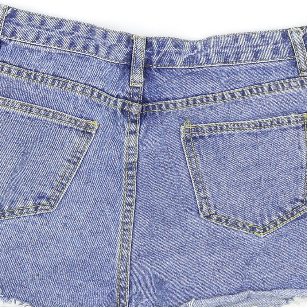 Preworn Womens Blue Cotton Hot Pants Shorts Size M Regular Zip