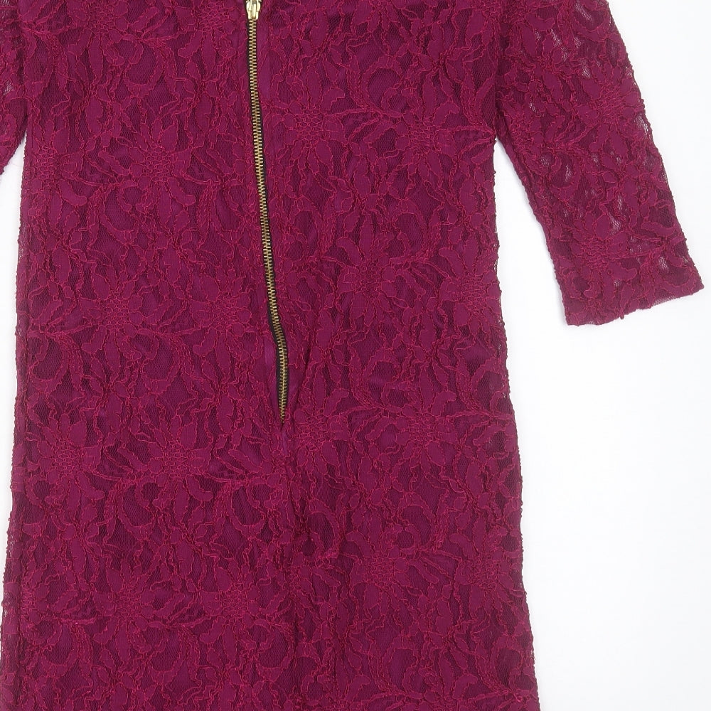 rise Womens Purple Polyester Sheath Size 12 V-Neck Snap