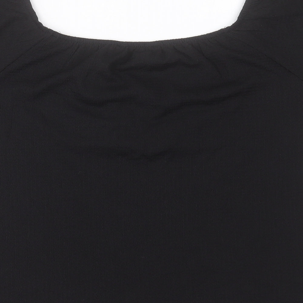 Papaya Womens Black Polyester Basic T-Shirt Size 10 Scoop Neck