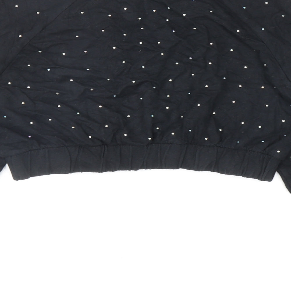 ASOS Womens Black Cotton Pullover Sweatshirt Size 12 Pullover - Cropped