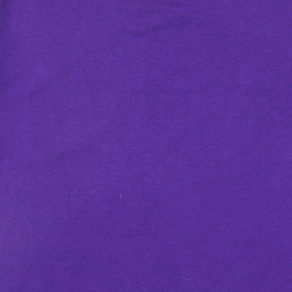 Preworn Womens Purple Round Neck Cotton Pullover Jumper Size L - Angled Pocket