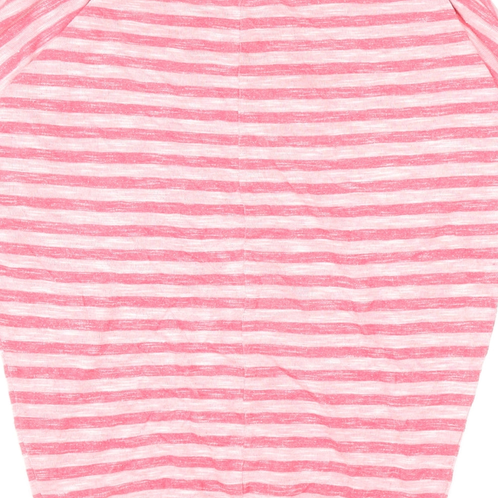 Dunnes Stores Womens Pink Boat Neck Striped Viscose Pullover Jumper Size 8