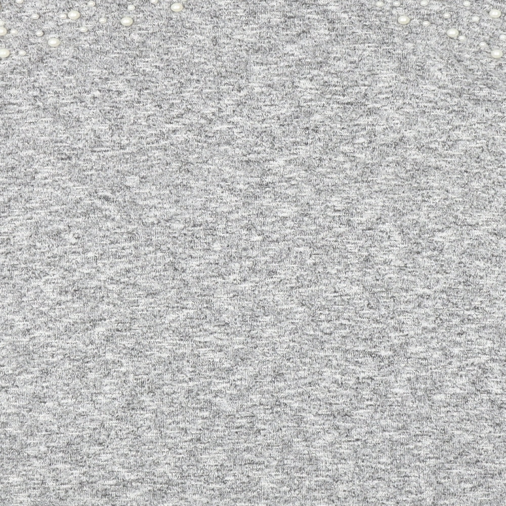 Divided Womens Grey Mock Neck Viscose Pullover Jumper Size XS - Embellished Shoulders