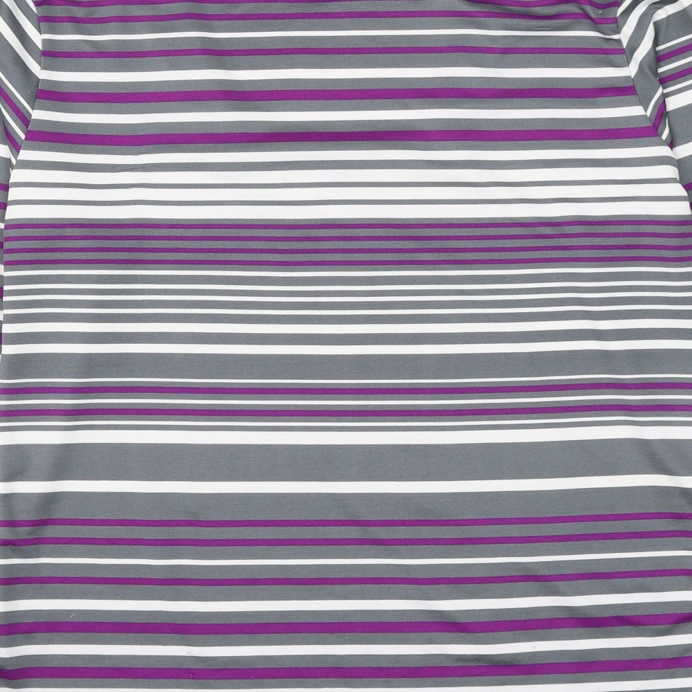 Alexara Womens Multicoloured Striped Polyester Basic T-Shirt Size 12 Square Neck