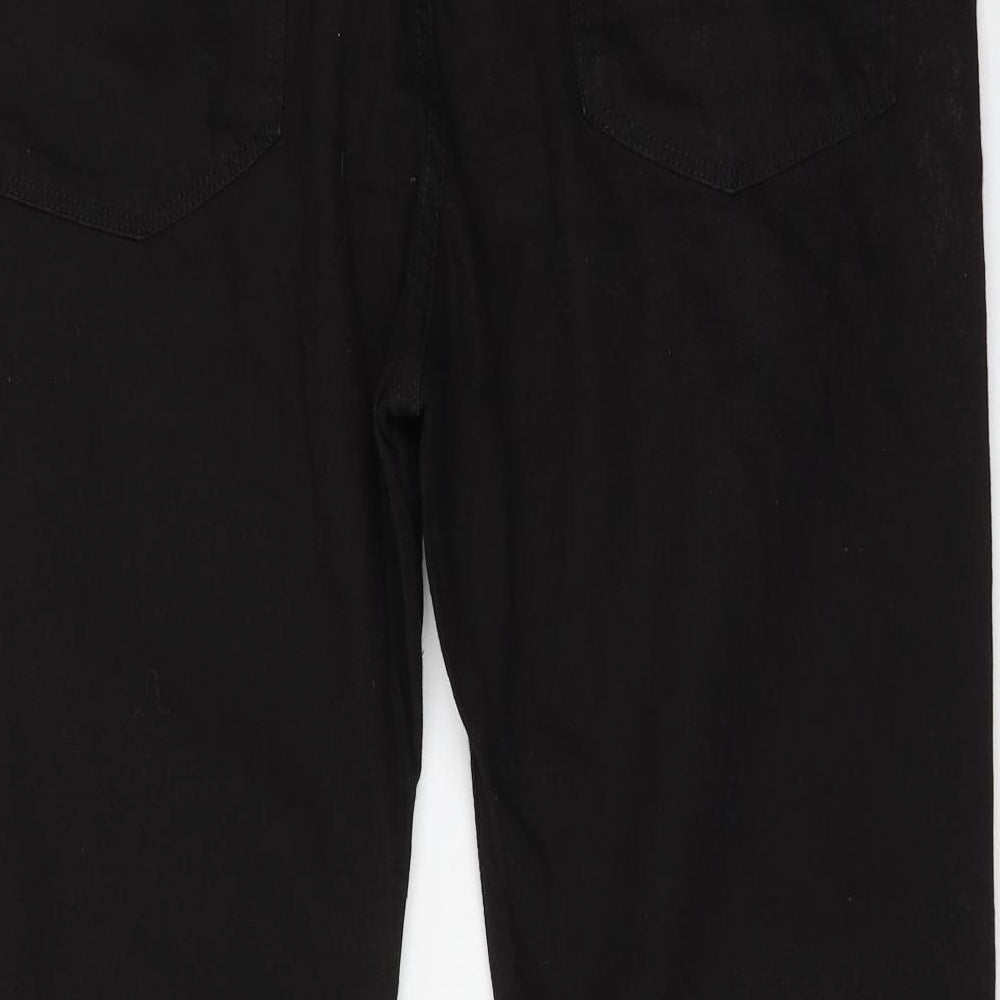 Marks & Spencer Womens Black Cotton Straight Jeans Size 40 in L29 in Regular Zip