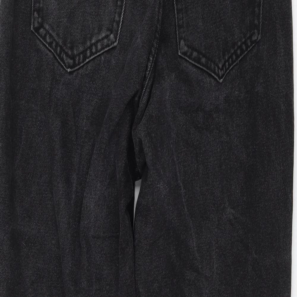 Preworn Womens Black Polyester Mom Jeans Size M L24 in Regular Zip
