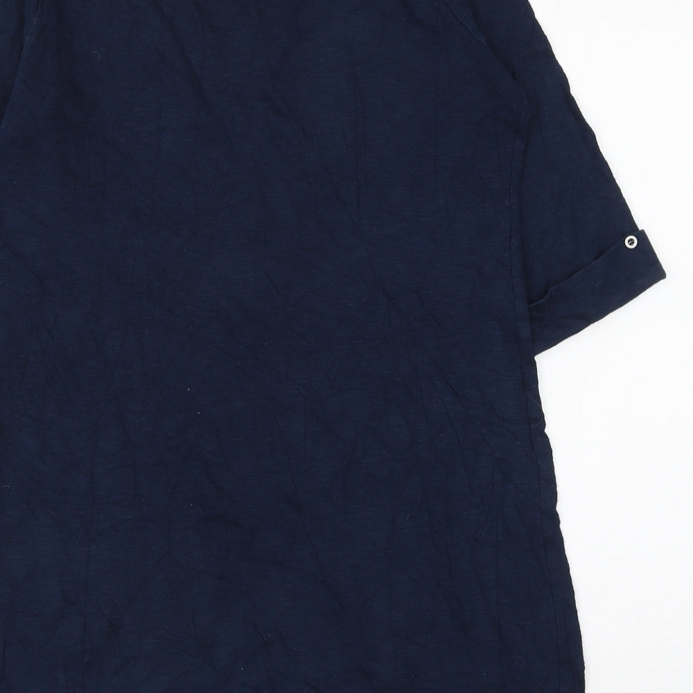 Marks & Spencer Womens Blue Boat Neck Cotton Pullover Jumper Size 14