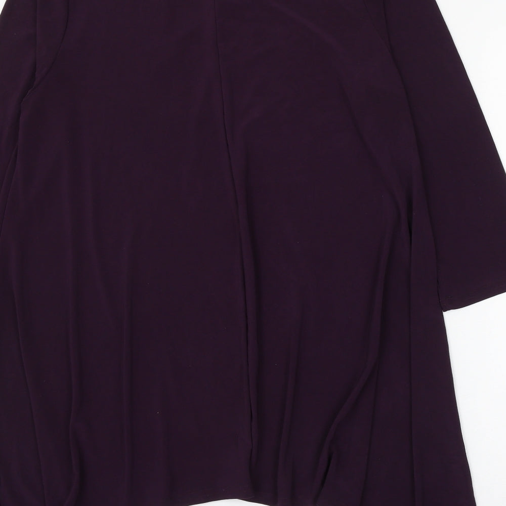 Styled By Womens Purple Polyester Basic Blouse Size M Round Neck