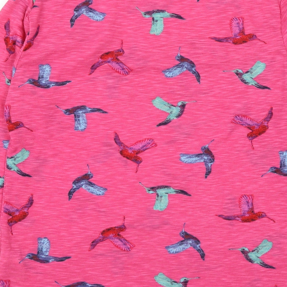 Marks & Spencer Womens Pink Geometric Polyester Basic Blouse Size 8 Round Neck - Bird