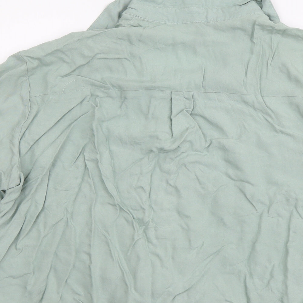 H&M Womens Green Viscose Basic Button-Up Size XL Collared