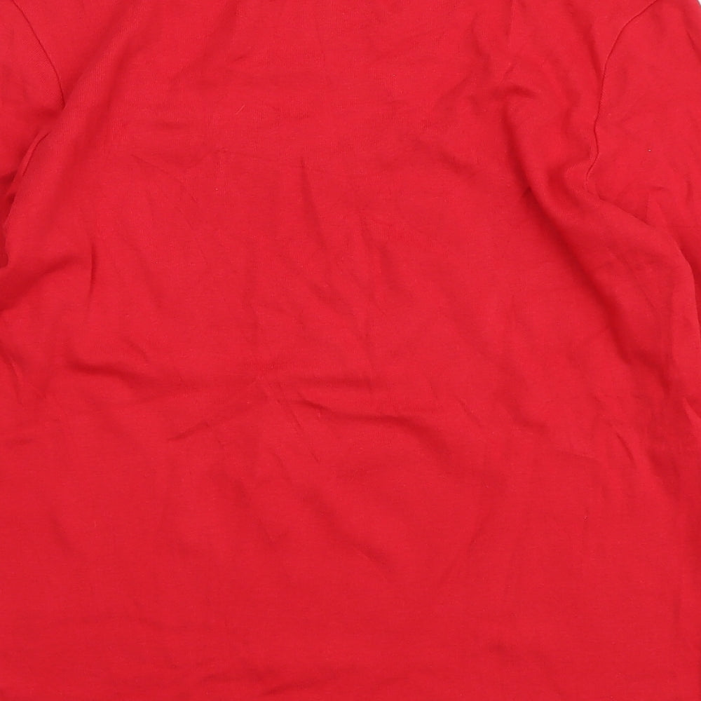 Marks & Spencer Womens Red Cotton Basic Blouse Size 12 Scoop Neck