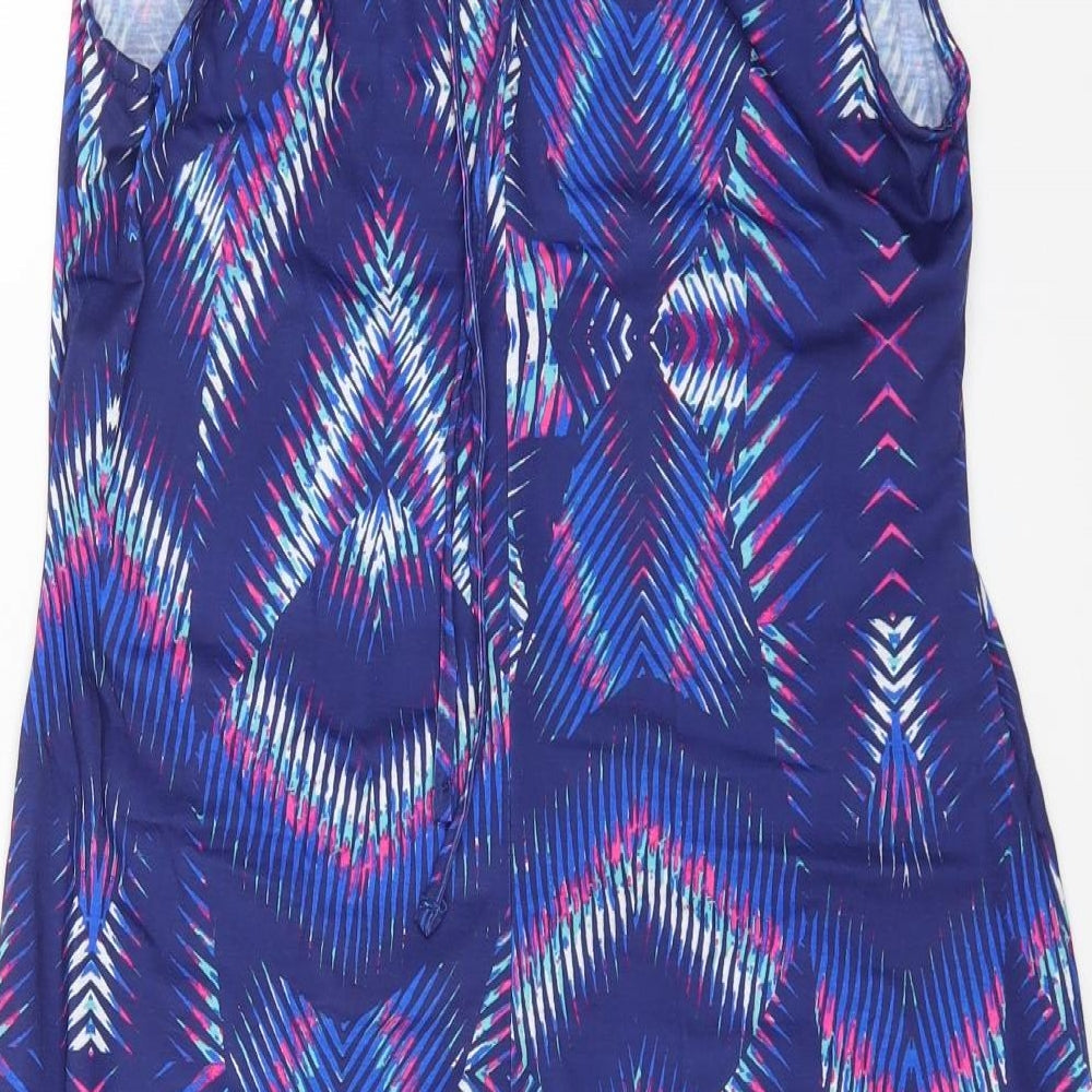 Kaleidoscope Womens Multicoloured Geometric Polyester A-Line Size 14 Square Neck Drawstring